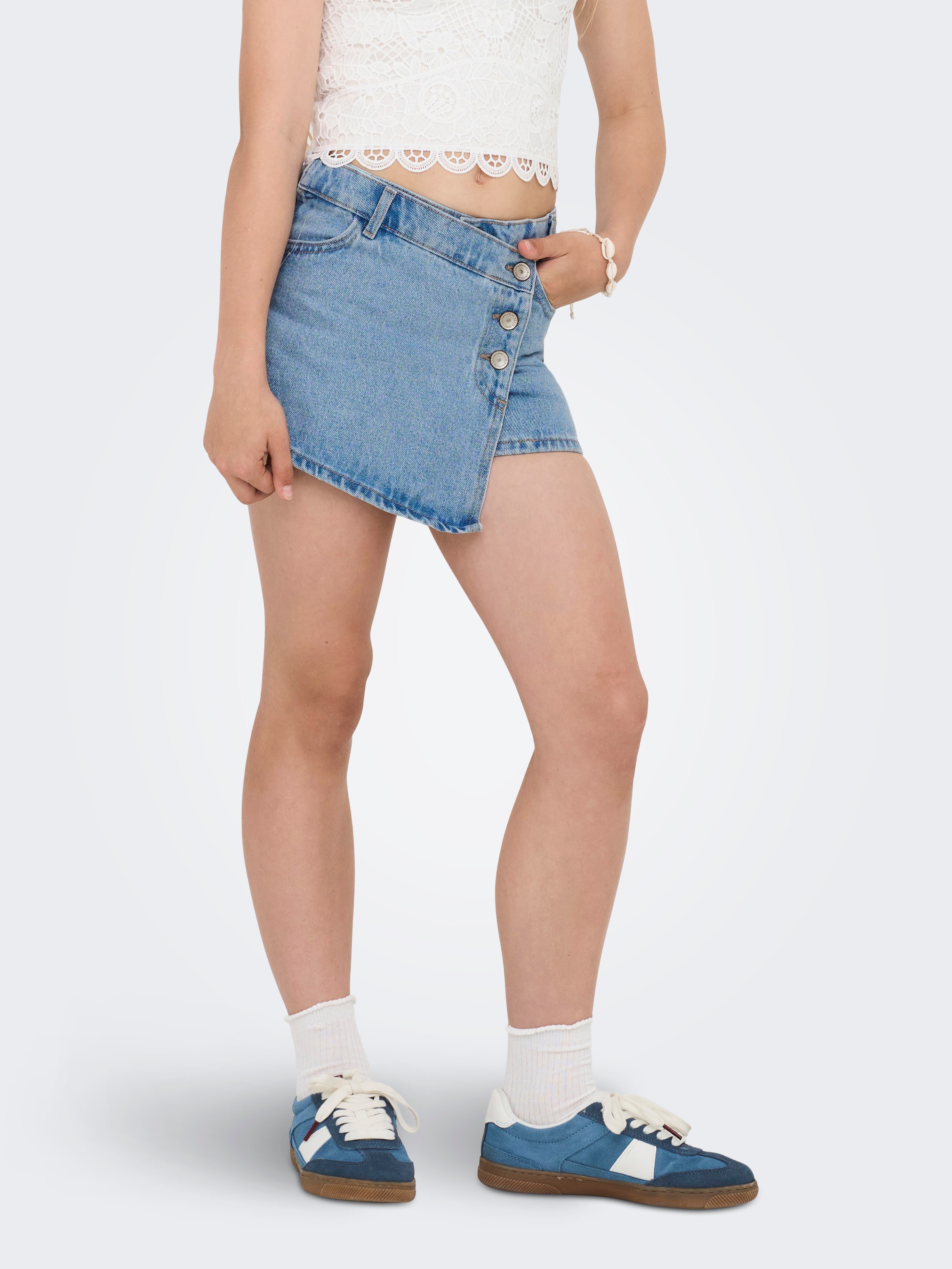 Jeansrock KIDS ONLY "KOGJENNY SKORT DNM PIM020 NOOS", Mädchen, Gr. 164, blau (light blau denim), Denim/Jeans, Obermaterial: 100% Baumwolle, unifarben, kurz, Röcke Image
