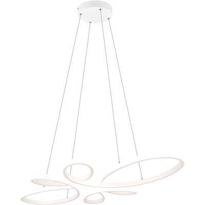 TRIO LEUCHTEN LED Pendelleuchte "FLY, Hängelampe LED 32W 3900 Lumen kaltweiß 4000K 3-Stufen dimmbar", weiß (weiß matt), 1 flammig, H: 150,0cm,, Lampen, höhenverstellbar: max 150cm, Maße 83x45 cm, Hängeleuchte Küche Wohnen Image