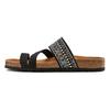 Pantolette LASCANA "Mule, Sandale, offener Schuh, Sommerschuh", Damen, Gr. 36, schwarz, Obermaterial: 50% Synthetik, 50% Textilmaterial. Decksohle: 100% Rindsleder. Laufsohle: 100% Synthetik, Glitzer, casual, Schuhe, mit Komfortkorkfußbett aus Leder...