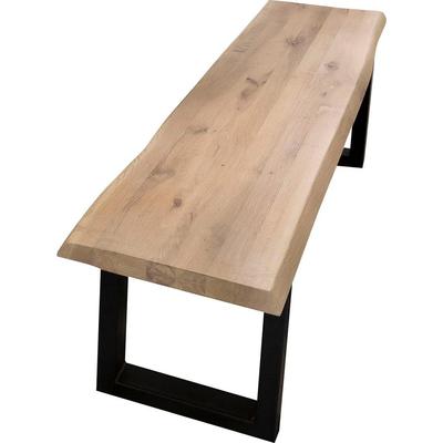 Bank HOME AFFAIRE "Tristan", weiß (weiß wash, schwarz), B:160cm H:45cm T:38cm, Sitzbänke, aus Massivholz Eiche Image