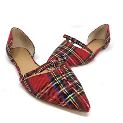 J. Crew Shoes | J Crew Shoes Womens 7.5 Red Tartan Dorsay Flats Mini Bow Slip Ons Pointed Toe | Color: Green/Red | Size: 7.5