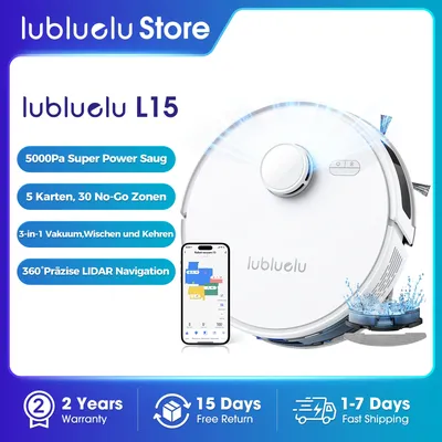 Lubluelu L15 Roboter-Staubsauger- und Wisch-Kombination 5000 Pa, automatische Aufladung, 5 Karten, Image