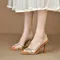 Women Summer Rhinestone Slingback Pumps Office Lady Transparent Heeled Sandals Elegant Pointed Toe