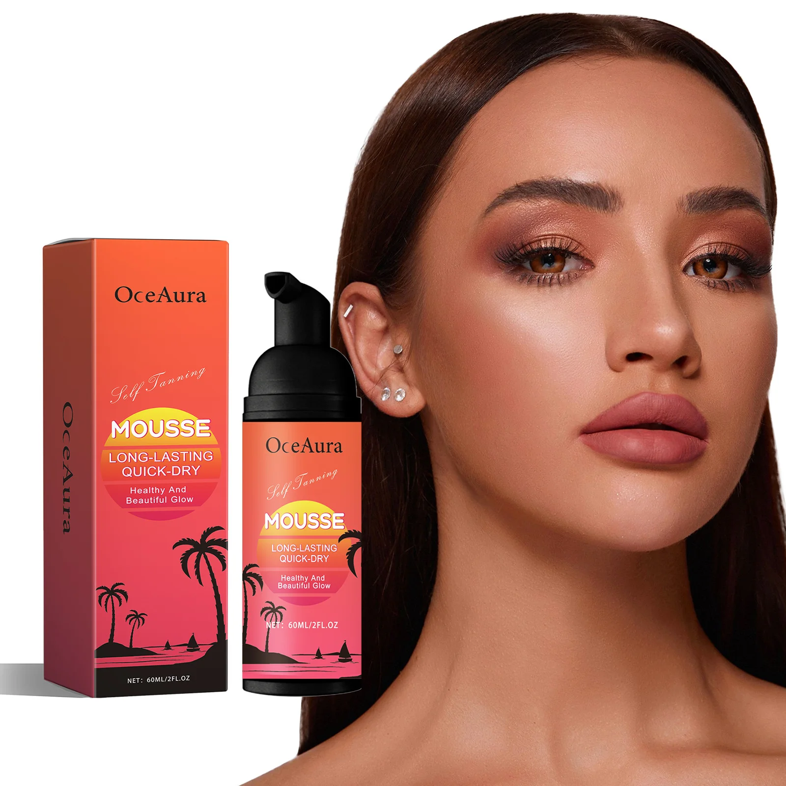 60 ml Bräunungsbeschleuniger Mousse Körper Gesicht Selbstbräuner Glow Bronzer Haut verhindert Sonnenbrand Feuchtigkeitscreme Wasserdichte gefälschte Bräunungscreme Image