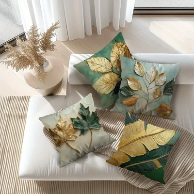 Nordic Blatt Druck Muster Wohnkultur Kissenbezug Schlafzimmer Wohnzimmer Sofa Dekoration Polyester Image