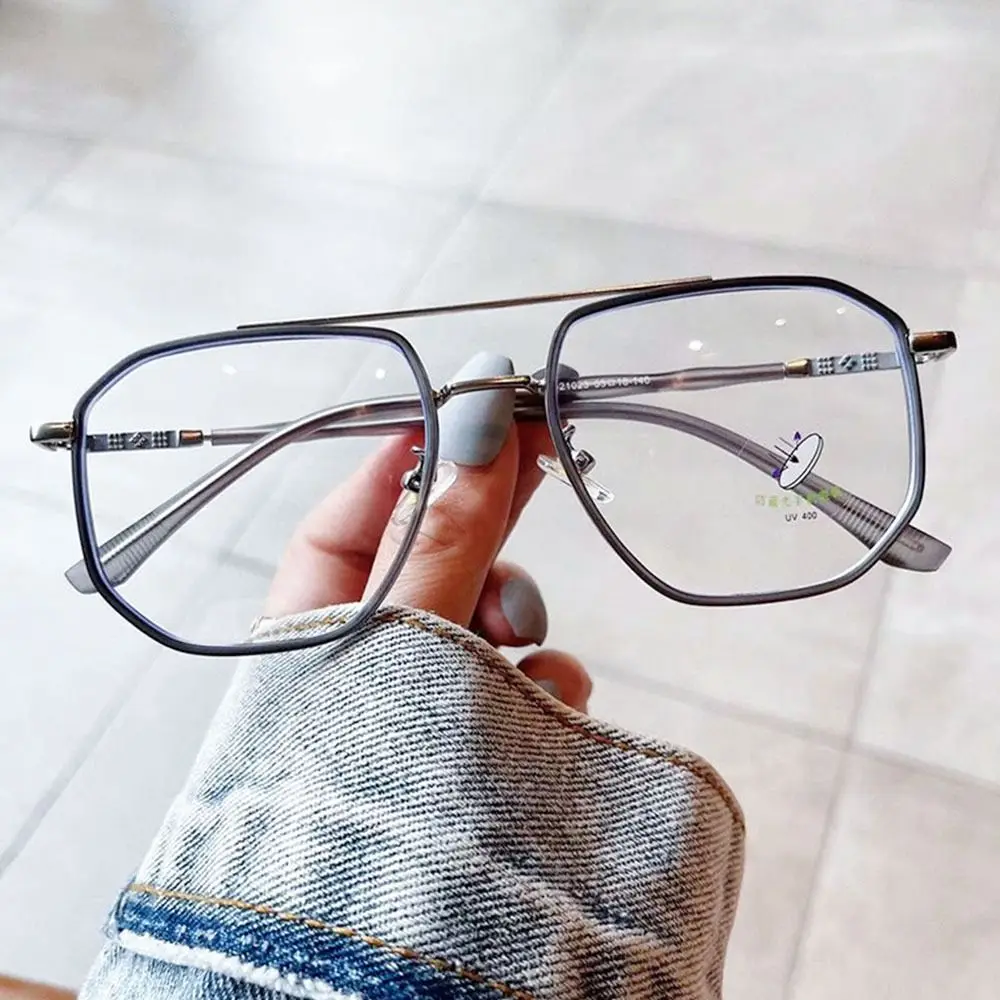 Doppel Brücke Platz Anti-blaues Licht Gläser Frauen Männer Vintage Transparent Computer Brille Übergroßen Brillen Optische Brillen Image
