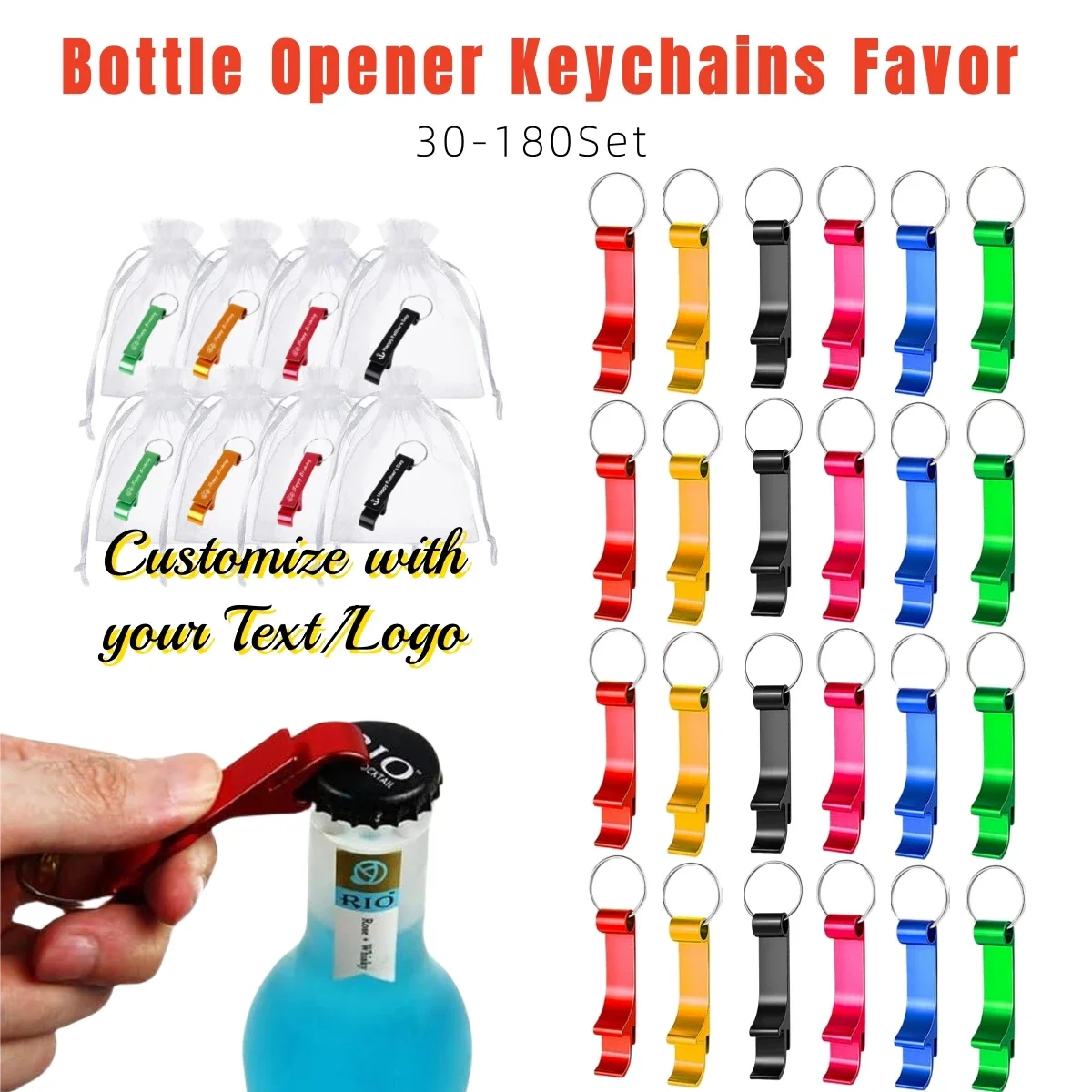 30–180 Set anpassbare Flaschenöffner, Dankeschön-Hochzeitsgeschenke für Gäste, Bieröffner, Schlüsselanhänger für Geburtstag, Babyparty, Souvenirs Image