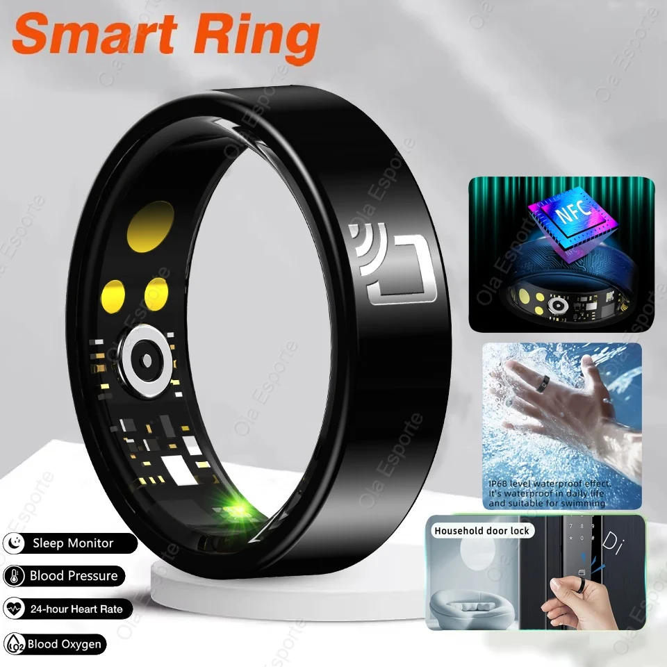 NEUER NFC Smart Ring 2025, Multisport, 5 ATM, wasserdicht, Bluetooth, Gesundheit, Herzfrequenz, Blutsauerstoff, Schlafmonitor, Männer und Frauen, Smartring Image