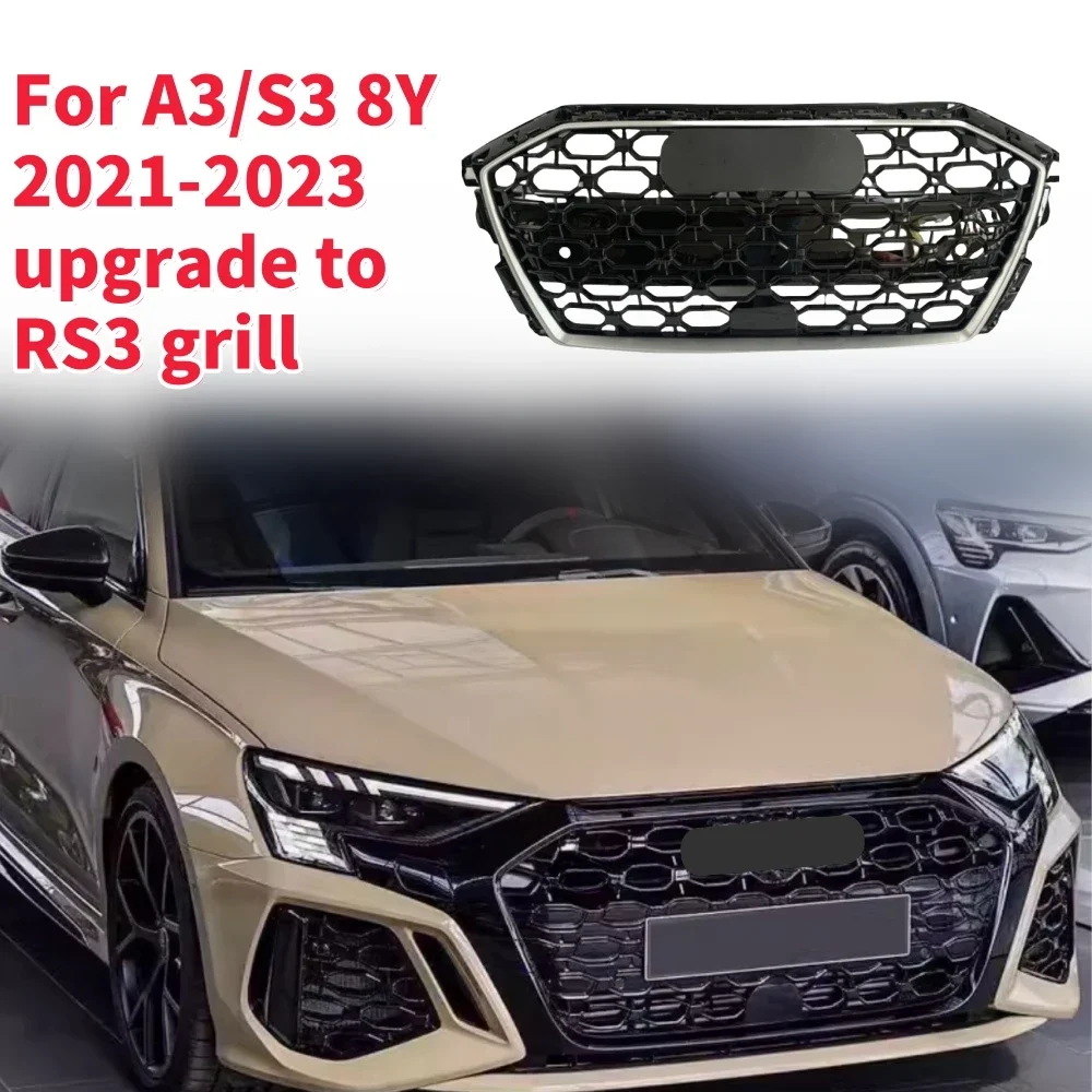 Griglie da corsa griglia del cofano anteriore griglia del paraurti anteriore dell'auto griglia centrale per griglia RS3 per Audi A3/S3 8Y 2021-2023