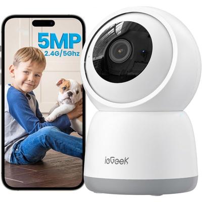 Iegeek - 5MP WiFi Indoor Surveillance Camera 360° - Caméra d'intérieur WiFi 2.4G/5GHz, ptz Motion Image