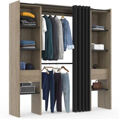 Doppeltes ausziehbares Ankleidezimmer meryl 120/180 x 50 x 180 cm Buche mit Regalen Buche + Image