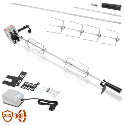 Grillspieß Set 117 cm 4X Fleischnadel inkl. Edelstahl mit Motor 220V-240V Drehspieß Rotisserie Image