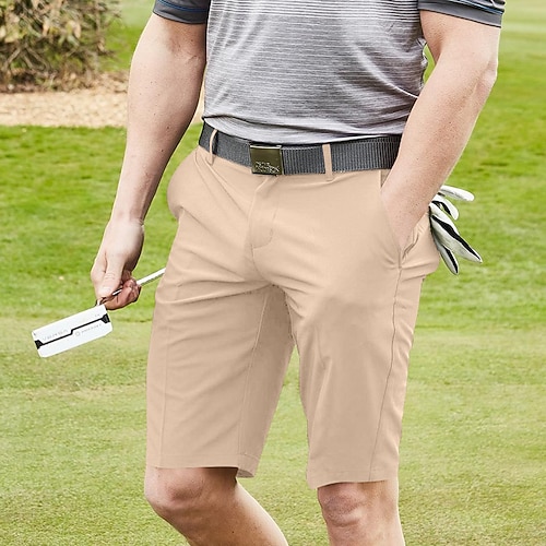 Herren Shorts Kurze Hosen Kleid-Shorts Kurze Golfhosen Tasche Gerade geschnitten Glatt Schnelltrocknend Kein Eisen Knielänge Outdoor Täglich Laufen Modisch Geschäftlich Schwarz Marineblau elastisch Image