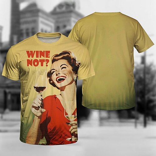 T-Shirt Retro Poster Retro-Mädchen 1950er Retro Vintage T-Shirt Ärmel Grafik für Herren Erwachsene 3D-Druck für Maskerade Täglich Urlaub Party Image