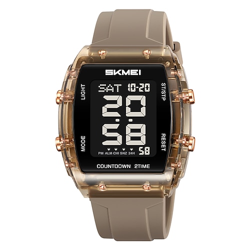 SKMEI 2409 Wasserdichte Elektronische Uhr Luxus Outdoor Countdown Stoppuhr Digitale Armbanduhr Valentinstagsgeschenk für Männer Frauen Kalender LED-Licht Silikon Uhr Image