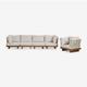 Sklum - Set da giardino con divano modulare a 4 pezzi con 2 poltrone angolari e poltrona in legno