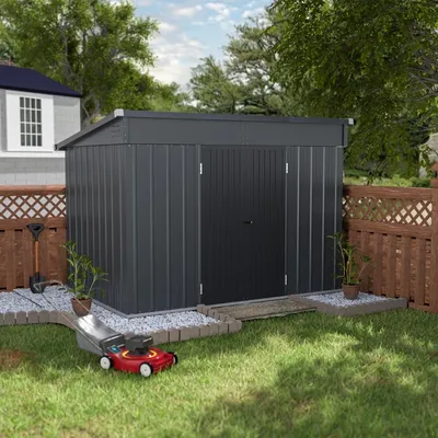 Metal Storage Shed, 6x10FT Outdoor Storages Sheds with Sloped Galvanized Steel Roof, Garden Tool