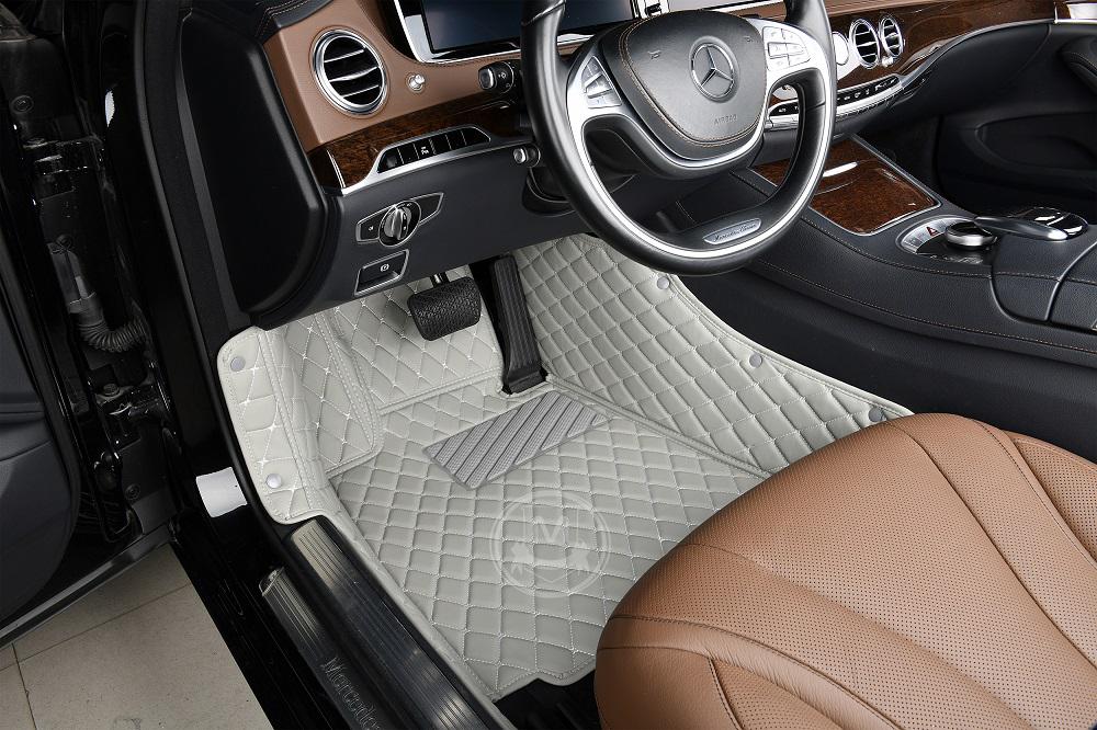 Tappetini per auto in pelle Grey Diamond - Set completo di tappetini per auto di lusso personalizzati, Manicci V1.0