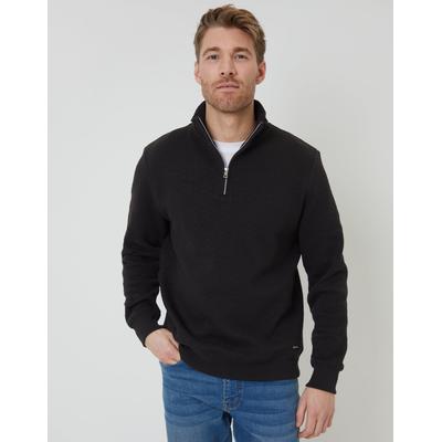 Threadbare Men's Black Jacquard Textured Quarter Zip Sweatshirt