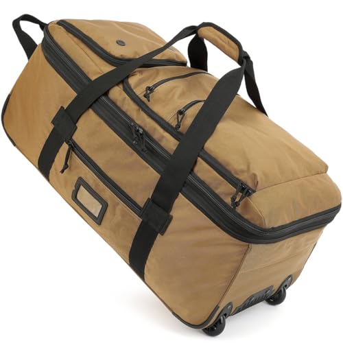 TAIHOYIN Large Foldable Duffle Bag with Wheels 85-100L Expandable Wheeled Holdall Extra Large Travel Rolling Duffel Bags for Men Women Collapsible Big Soft Luggage Camping, Brown
