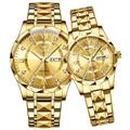 OPK 6023 – Montre couple luxe à quartz avec échelle romaine, strass, double calendrier, étanche, design original