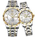 OPK 6023 – Montre couple luxe à quartz avec échelle romaine, strass, double calendrier, étanche, design original