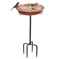 Bain d'oiseaux autoportant bol extérieur, bain d'oiseaux de jardin autoportant bol mangeoire à oiseaux avec piquet en métal, décoration amovible spa mangeoire à oiseaux pour jardin patio cour pelouse