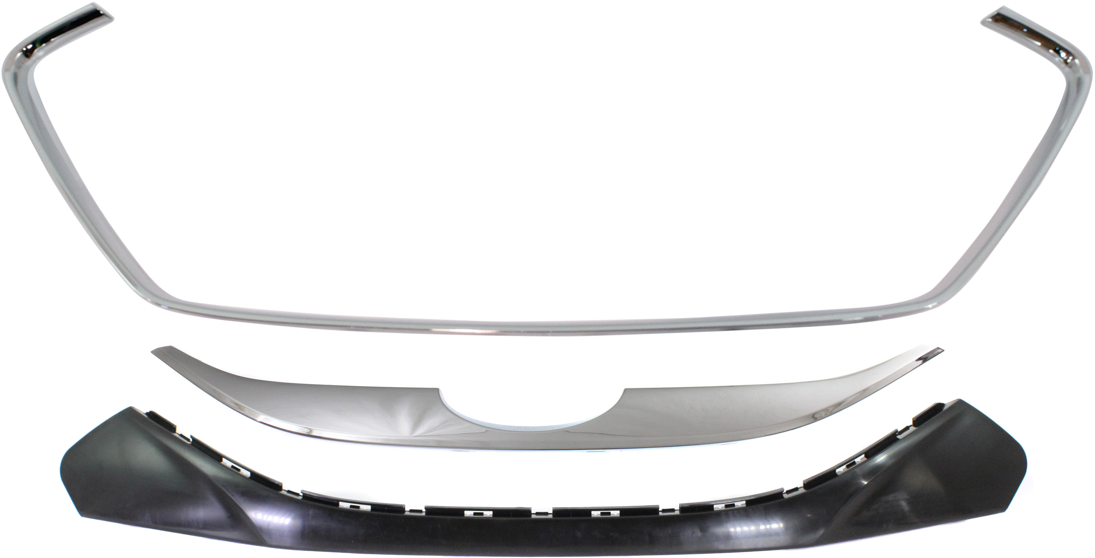 Replacement Grille Trim Center - Black, Upper & Lower Chrome, Center, Lower, 1-year unlimited-mileage warranty SET-REPH070724-3