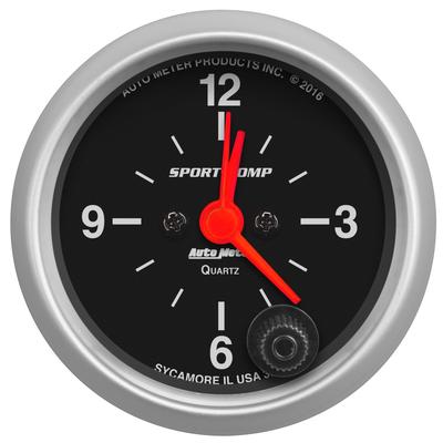 Autometer Clock Sport-Comp Series, nan, 1-year limited warranty 3385