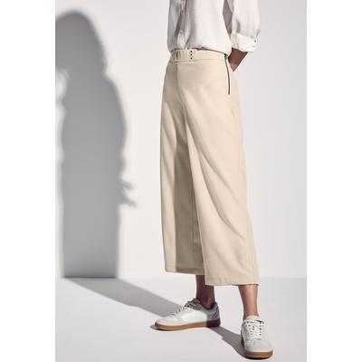 Stoffhose STREET ONE, Damen, Gr. 40, Länge 26, barley beige, Stoff, 97% Polyester, 3% Elasthan, unifarben, casual, loose fit wadenlang, Hosen, High Waist Image