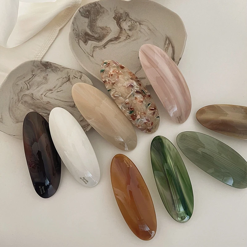 Elegante Acetat-Haarspangen, französische Clip, große Größe, ovale geometrische Haarnadel, Damen-Haarschmuck Image