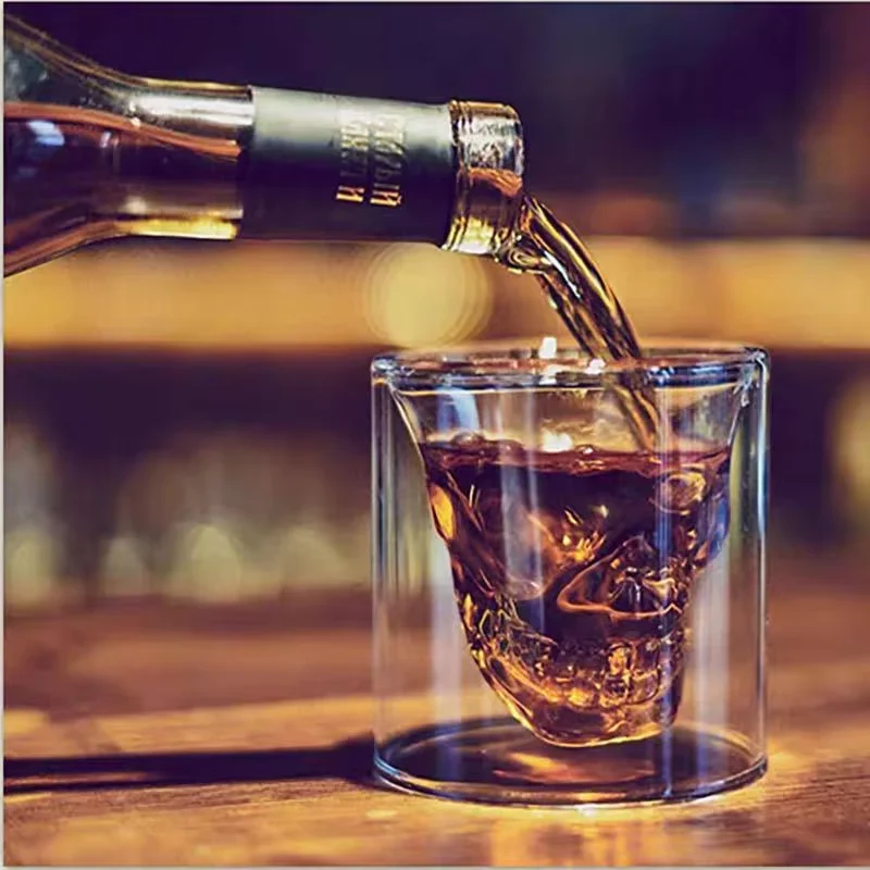 Doppel Wand Kaffee Tasse Transparent Becher Gläser Tee Schädel Kristall Tassen Saft Wasser Drink Für Whisky Bar Bier Wein Glas Tassen