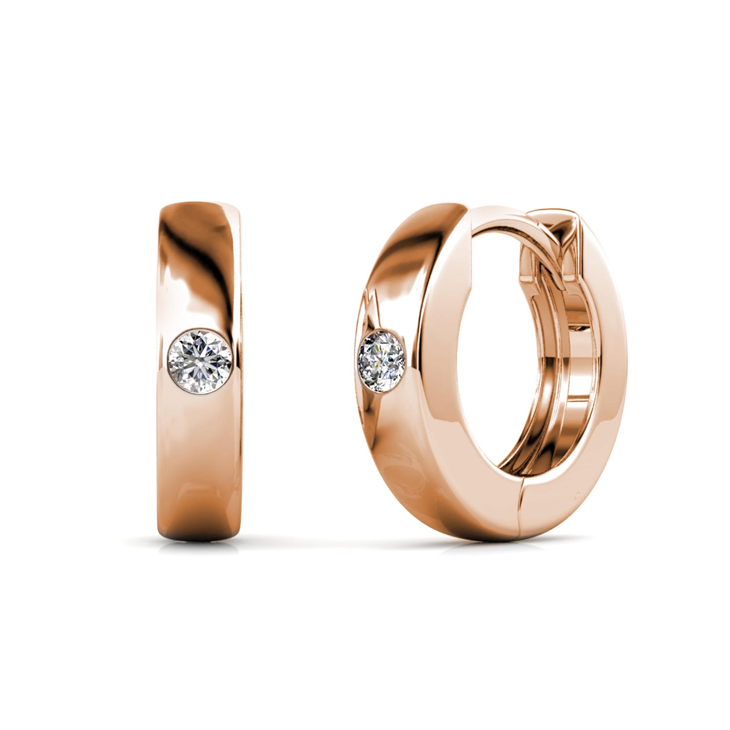 Ringe Ohrringe - Roségold und Kristall Image
