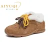 AIYUQI Frauen Winter Turnschuhe Aus Echtem Leder 2025, Neue Nicht-slip Deutsch Training Schuhe Frauen Große Größe Flache Weibliche Winter schuhe