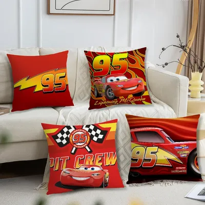 Cartoon C-Cars L-LightningES M-McQueenES 95, Kissenbezug für Wohnzimmer, Kopfteil, Büro, Schlafzimmer, Kissen, Sofa, Nickerchen, Zeit, Kissenbezug Image