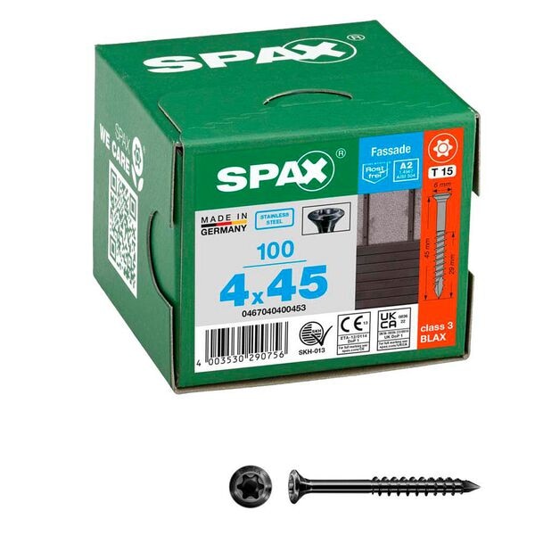 SPAX Fassadenschrauben T15 Linsensenkkopf BLAX 4 x 45 mm 100 St. Image