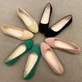 Grande taille 35-42 femmes chaussures plates sans lacet couleur bonbon femme bateau chaussures noir Faux daim dames ballerines