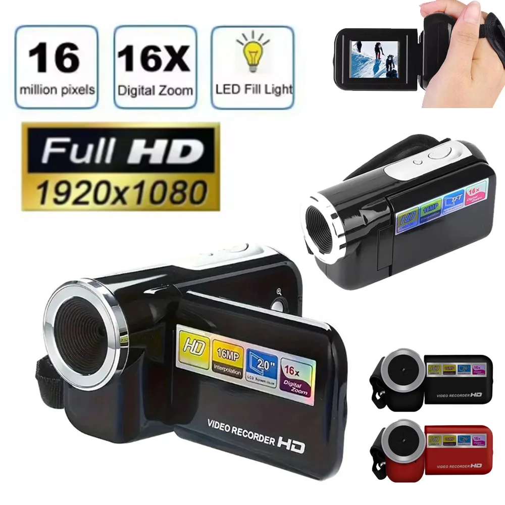 Videocamera Vlog 1080P Full HD 16 milioni di pixel Videocamera DV Videocamera digitale Fotocamera con zoom digitale 16X con luce di riempimento Nuovi regali