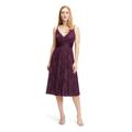 Abendkleid VERA MONT "Vera Mont Abendkleid im Glitzer-Look", Damen, Gr. 36, Normalgrößen, lila (shiny aubergine), Netz, Obermaterial: 100% Polyester. Futter: 100% Polyester., festlich, figurbetont kurz, V-Ausschnitt, ohne Ärmel, Kleider, Edeljersey