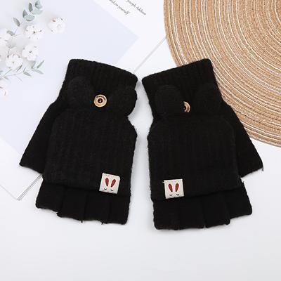 TEMU Fashionable Autumn And Winter Simple Knitted Gloves For Women, Warm Flip Gloves, Versatile Jacquard