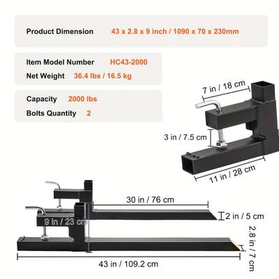 TEMU Happybuy Pallet Forks, 2000 Lbs Capacity, 43