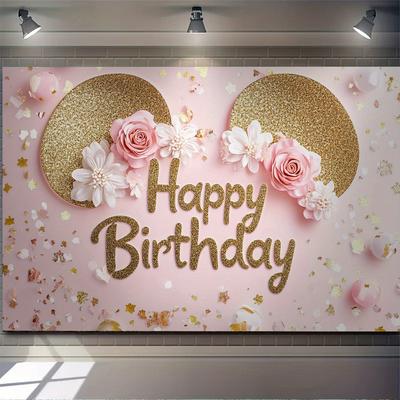 TEMU 1pc & Mouse Backdrop, Contemporary Style Polyester Oblong Vertical Decor For Indoor/outdoor/garden, Party Decoration For Winter, New Year, Valentine's, Ramadan, Easter - Bjb0103b, Home Decor Image