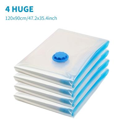 TEMU 4-pack Extra Large Vacuum Storage Bags, Space Saver Bags For Clothes, Quilts, Blankets, Teddy , And Bedding, Nylon Rectangle Vacuum Seal Bags With Zipper Closure, No Electricity Needed Image