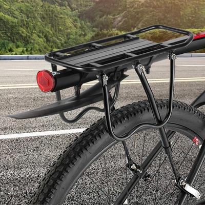 TEMU Bicycle Pannier Rack Aluminium Mountain Bike Pannier Rack, With Reflector - Adjustable For 24 - 29 Inch Bikes, . Mudguard, Max. Load 50 Kg Image