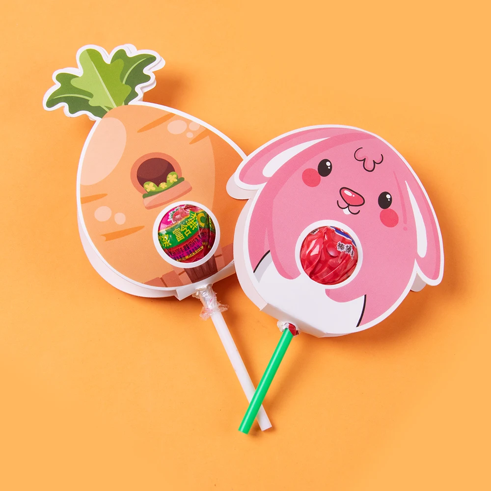 9/18 stücke Ostern Lutscher Papier Karten Niedlichen Kaninchen Ei Karotte Süßigkeiten Lutscher Dekor Karte Ostern Dekoration Kind Geburtstag Geschenk supples Image