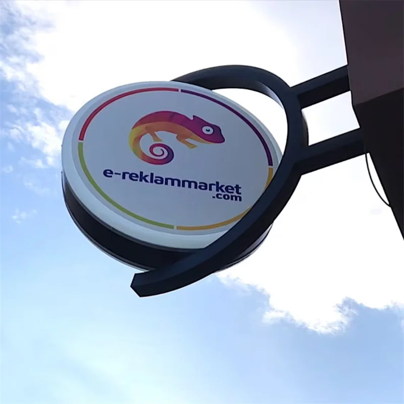 Außenschild-Leuchtkasten, Geschäftsschild, personalisiertes Logo-Schild, doppelseitiges Beleuchtungsschild, Schild für Klinge-Leuchtkästen Image