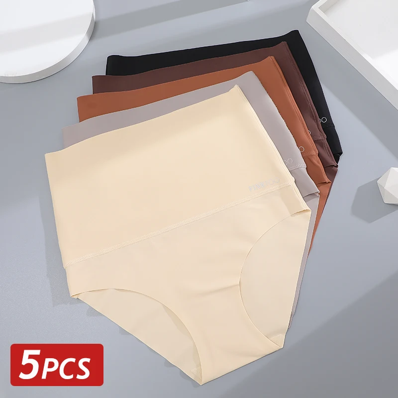 5PCS Nahtlose Eis Seide Shaperwear Höschen für Frauen Hohe Taille Abnehmen Briefs Weibliche Elastische Butt Heber Unterwäsche Große Größe Image