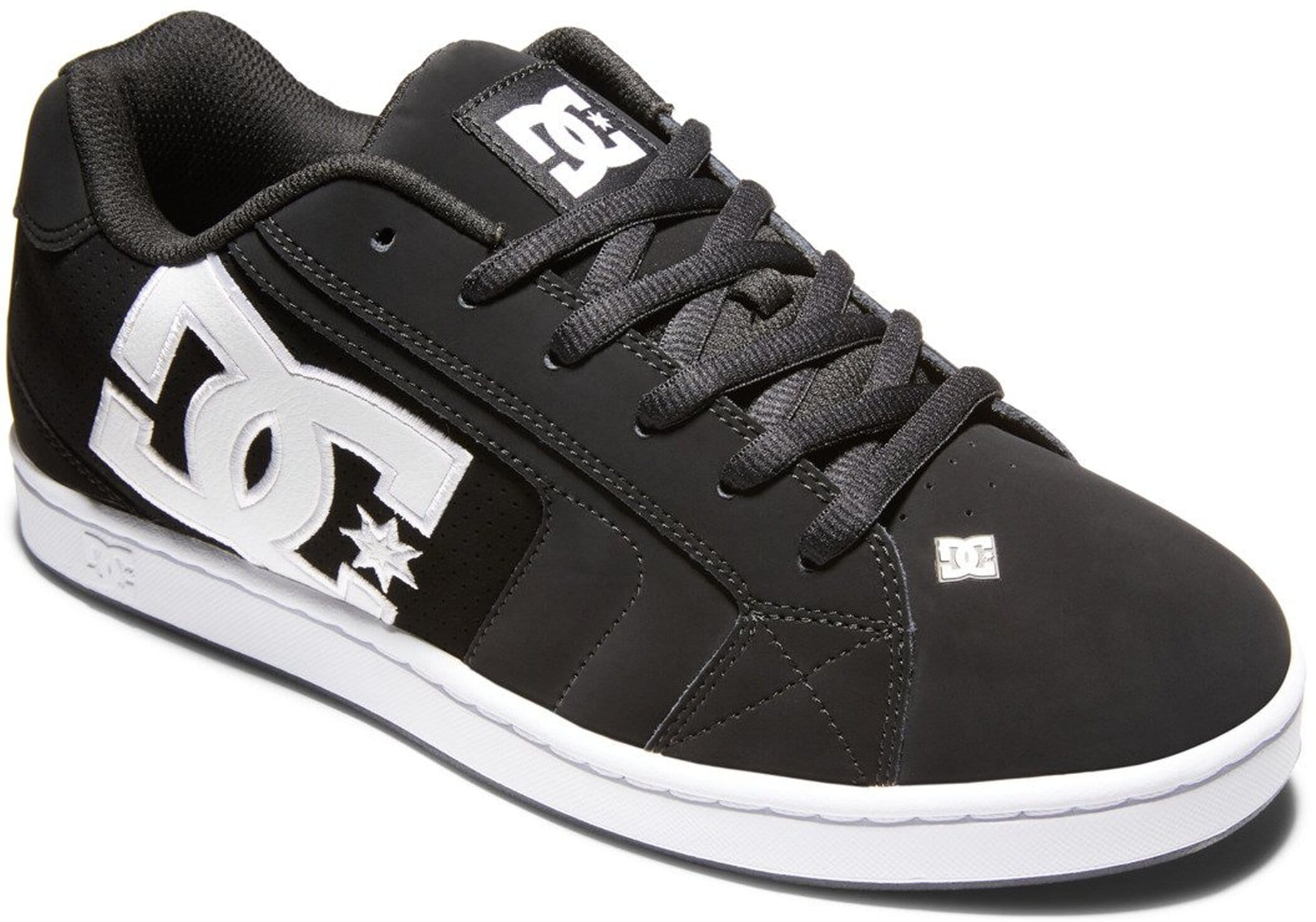 Sneaker DC SHOES "NET", Gr. 42, schwarz-weiß (schwarz, schwarz, weiß), Leder, Schuhe