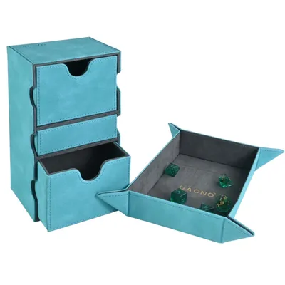Kartendeckbox mit Würfelrolltablett, passend für mehr als 200 doppelt ummantelte Karten, Denim-strukturierte Kartenaufbewahrungsbox für Yugioh PTCG-Karten Image