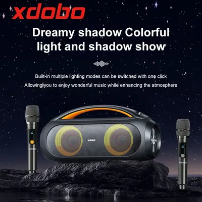Xdobo vibe plus 80w tragbare bluetooth lautsprecher vibe plus karaoke 10400mah drahtlose tws subwoofer suporrt usb/tf/aux rgb licht Image